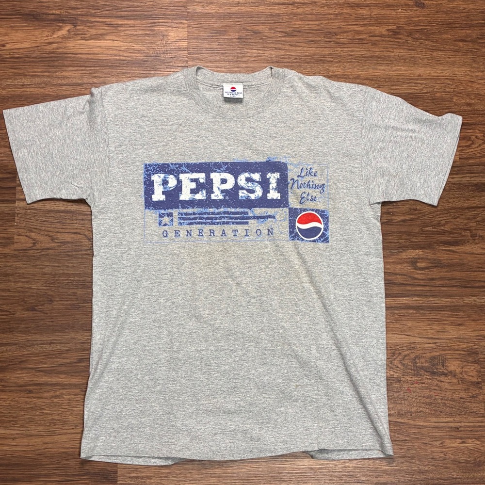 Vintage 90s Pepsi Generations T-Shirt Mens L/XL Gray USA Single Stitch Graphic